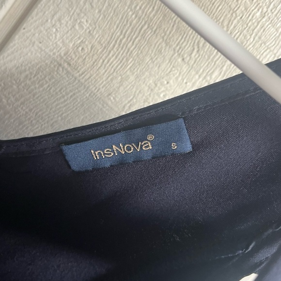 Fashion Nova Blue Pleated Cold Shoulder Mini Dress - Picture 3 of 4